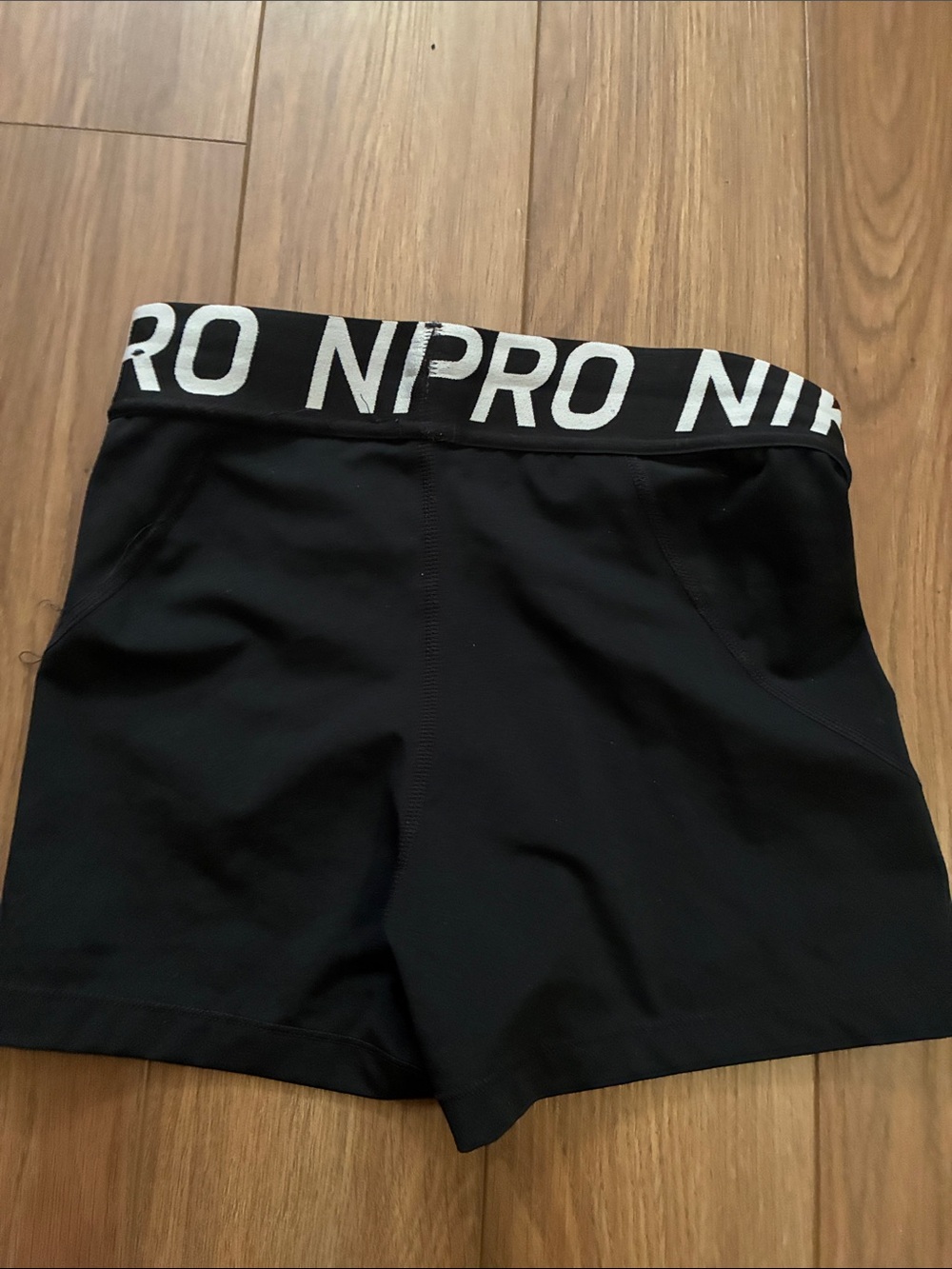 Nike Pro Black Athletic Shorts with White Logo - Picture 3 of 3